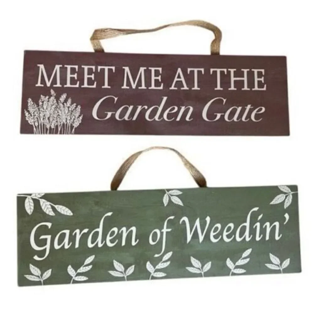Brand New Greenbriar International 11 x 3.5 Hanging Garden Signs